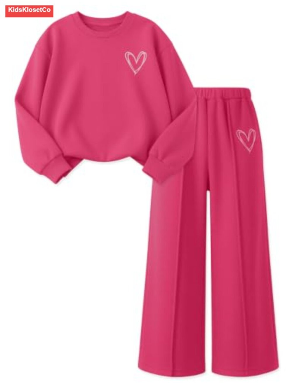 Girls 2 Piece Outfit Crewneck Sweatshirt & Flared Pants Set - Picture 1 of 6